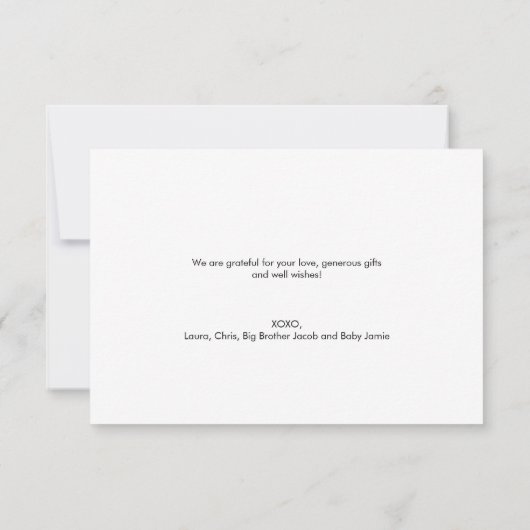 Modern Minimalist heart Newborn Photo Collage  Dankeskarte (Rückseite)