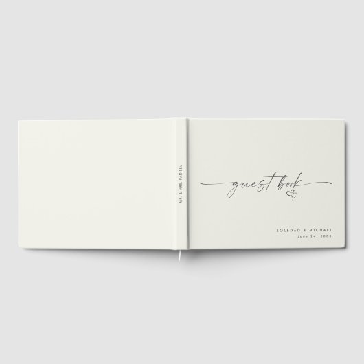 Modern Minimalist Heart Script Wedding Gästebuch (Voll)