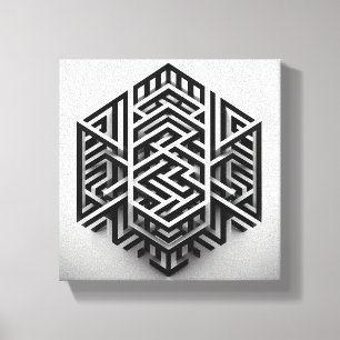 Modern Minimalist Isometrisches Labyrinth - Abstra Leinwanddruck