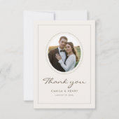 Modern Minimalist Ivory Budget Wedding Photo Dankeskarte (Vorderseite)