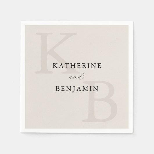 Modern Minimalist Ivory Monogram Wedding Serviette (Vorderseite)