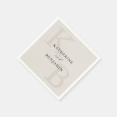 Modern Minimalist Ivory Monogram Wedding Serviette (Ecke)