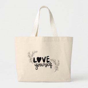 Modern minimalist "Liebe dich selbst"-Botaniktasch Jumbo Stoffbeutel