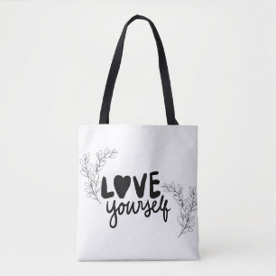Modern minimalist "Liebe dich selbst"-Botaniktasch Tasche