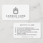 Modern Minimalist Line Art Candle Care Instruction Visitenkarte (Vorne/Hinten)