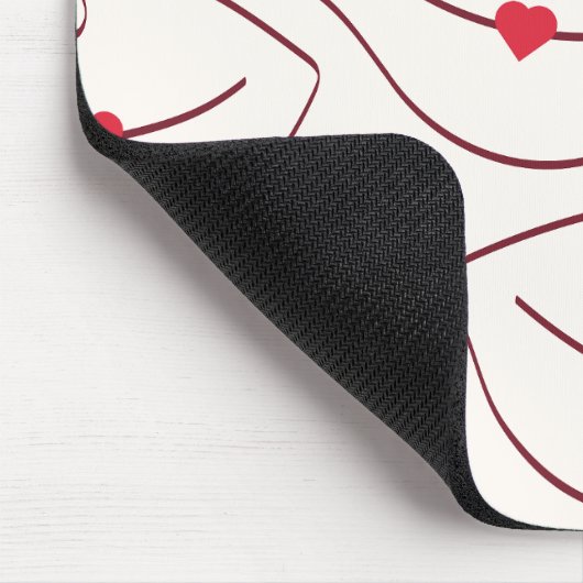 Modern Minimalist Line Art Lips Cherry Red Mousepad (Ecke)
