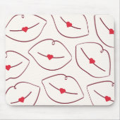 Modern Minimalist Line Art Lips Cherry Red Mousepad (Vorne)