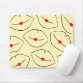 Modern Minimalist Line Art Lips Sunshine Yellow Mousepad (Mit Mouse)