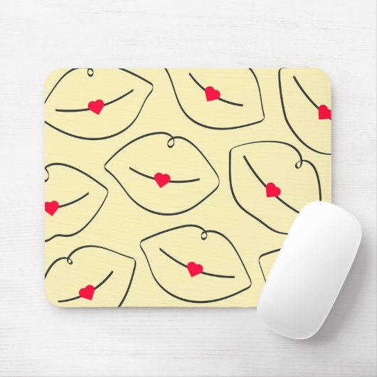 Modern Minimalist Line Art Lips Sunshine Yellow Mousepad (Mit Mouse)