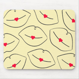 Modern Minimalist Line Art Lips Sunshine Yellow Mousepad