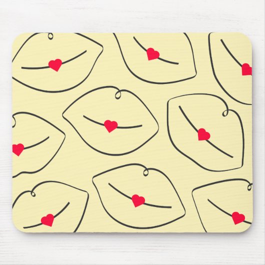 Modern Minimalist Line Art Lips Sunshine Yellow Mousepad (Vorne)