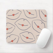 Modern Minimalist Line Art Lips Terracotta Red Mousepad (Mit Mouse)