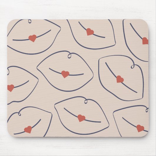 Modern Minimalist Line Art Lips Terracotta Red Mousepad (Vorne)