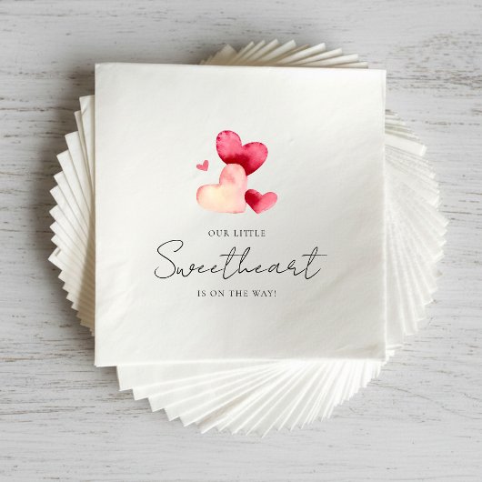 Modern Minimalist Little Sweetheart Baby Shower Serviette