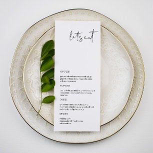 Modern Minimalist Long Let's Eat Wedding Menu Menükarte