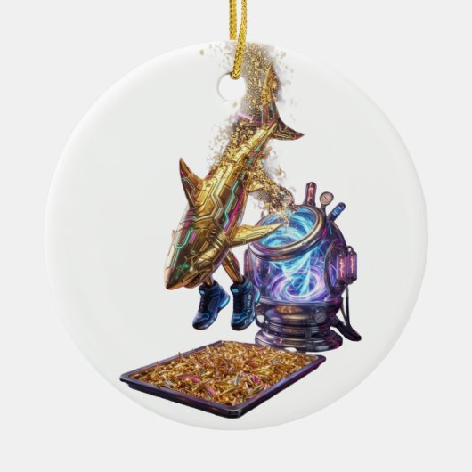 Modern Minimalist Luxury Cyber Shark  Keramik Ornament (Vorne)