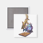 Modern Minimalist Luxury Cyber Shark - Neon Aesthe Magnet (Vorderseite/Rückseite)