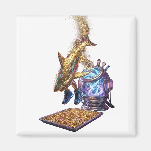 Modern Minimalist Luxury Cyber Shark - Neon Aesthe Magnet (Vorne)
