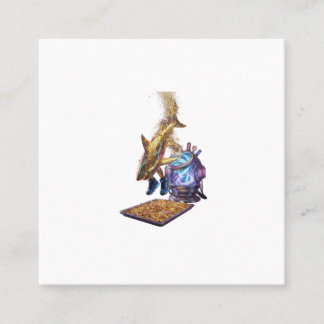 Modern Minimalist Luxury Cyber Shark - Neon Aesthe Quadratische Visitenkarte