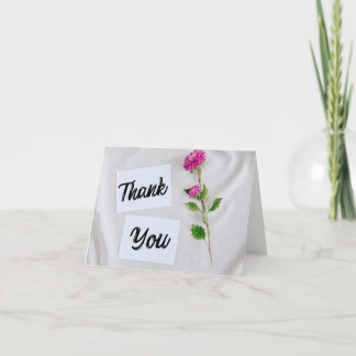 Modern Minimalist Magenta Floral Thank You Folded  Dankeskarte