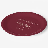 Modern Minimalist Maroon Birthday Pappteller (Schrägansicht)