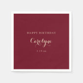 Modern Minimalist Maroon Birthday Serviette (Vorderseite)
