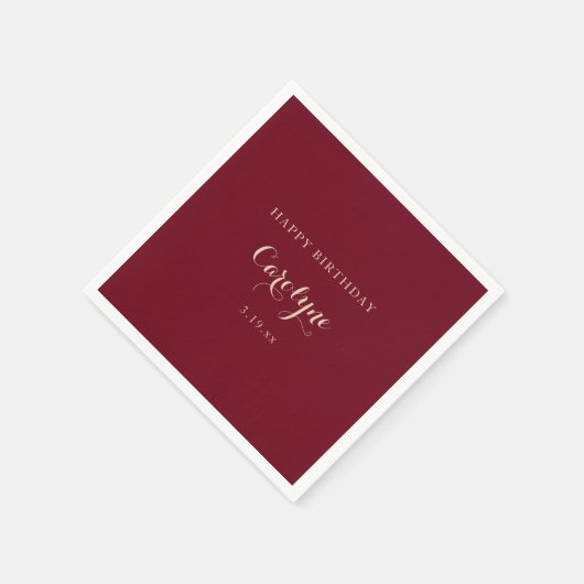 Modern Minimalist Maroon Birthday Serviette (Ecke)