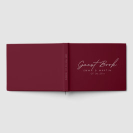 Modern & Minimalist Maroon Script Wedding Gästebuch