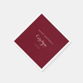 Modern minimalist marroter Geburtstag Serviette (Ecke)