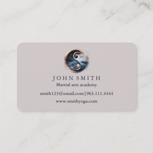 Modern Minimalist Martial Arts Yin Yang Karate Visitenkarte (Rückseite)