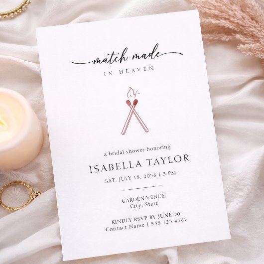 Modern Minimalist Match Bridal Shower Invitation Einladung