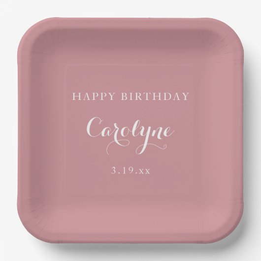 Modern Minimalist Mauve Birthday Pappteller (Vorderseite)