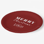 Modern Minimalist Merry Christmas Company Logo Pappteller (Schrägansicht)