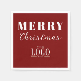 Modern Minimalist Merry Christmas Company Logo Serviette