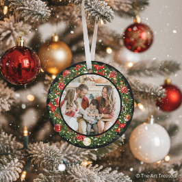 Modern Minimalist Merry Christmas Family Photo Ornament