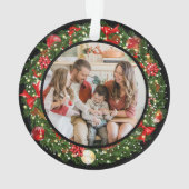 Modern Minimalist Merry Christmas Family Photo Ornament (Rückseite)