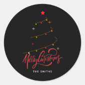 Modern Minimalist Merry Christmas Script Tree Runder Aufkleber (Vorderseite)