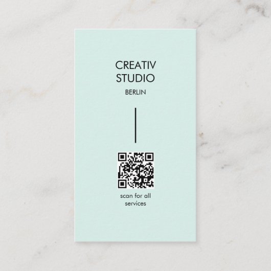 Modern Minimalist Mint Black QR Code Visitenkarte (Rückseite)