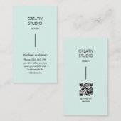 Modern Minimalist Mint Black QR Code Visitenkarte (Vorne/Hinten)
