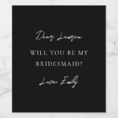 Modern Minimalist Monochrome Bridesmaid Proposal Weinetikett (Einzelnes Label)