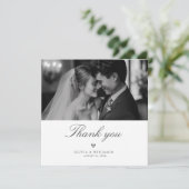 Modern Minimalist Monochrome Wedding Photo Square Dankeskarte (Stehend Vorderseite)
