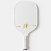 Modern Minimalist Monogram Gold Script Custom Pickleball Schläger (Rückseite)