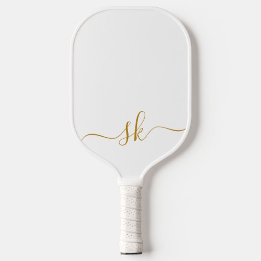 Modern Minimalist Monogram Gold Script Custom Pickleball Schläger (Vorderseite)