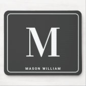 Modern Minimalist Monogram & Name - Charcoal Gray Mousepad (Vorne)