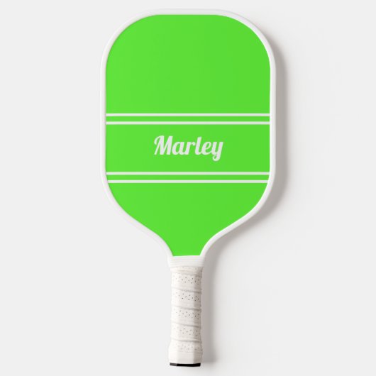 Modern Minimalist Monogram Name Cool Green Sports Pickleball Schläger (Rückseite)