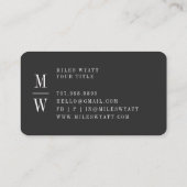Modern Minimalist Monogram Professional Visitenkarte (Rückseite)