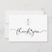 Modern Minimalist Monogram Script Heart Wedding Dankeskarte (Vorderseite)