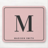 Modern Minimalist Monogram with Name - Blush Pink Mousepad (Vorne)