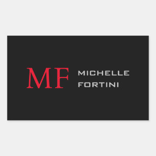 Modern minimalist Monogramm Anfangsbuchstabe Einfa Rechteckiger Aufkleber