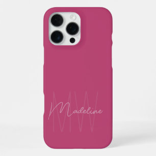 Modern minimalist Monogramm Rosa iPhone 16 Pro Max Hülle